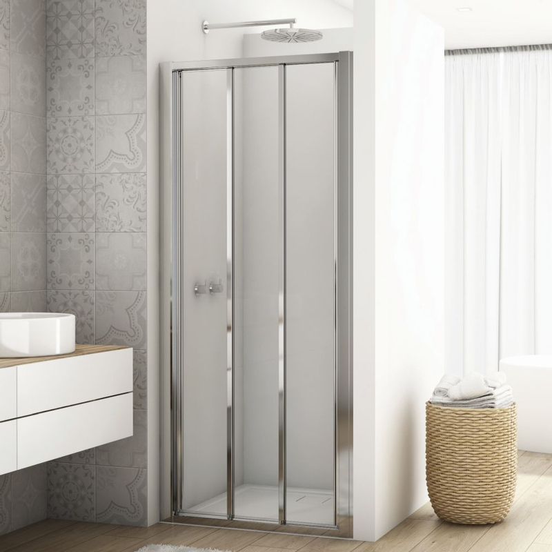 Třídílné posuvné dveře Ronal Divera 900 x 2000 mm, aluchrom/sklo Durlux