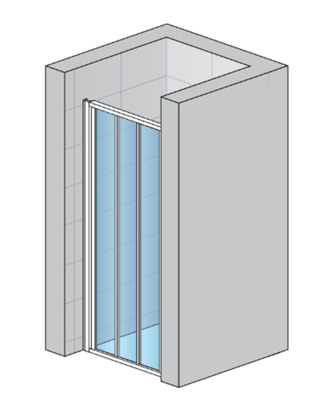Třídílné posuvné dveře Ronal Divera 900 x 2000 mm, aluchrom/sklo Durlux
