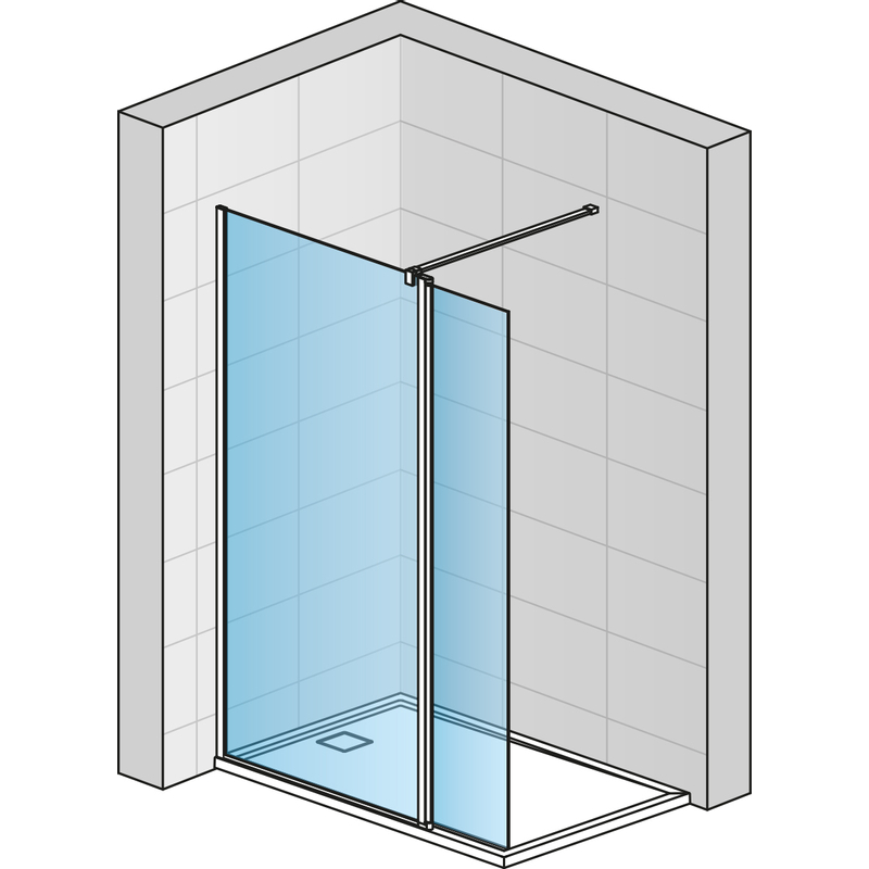 Montážní set Ronal Easy BTE3 - krátká otočná stěna ve 180° 406 x 2000 mm, aluchrom/sklo vertikální linie