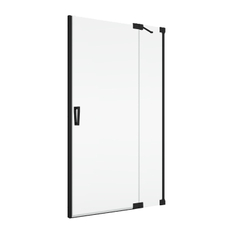 Jednokřídlé dveře Ronal Cadura s pevnou stěnou v rovině - panty vpravo / 1 strana rohového vstupu 1600 x 2000 mm, černá matná/sklo Screen