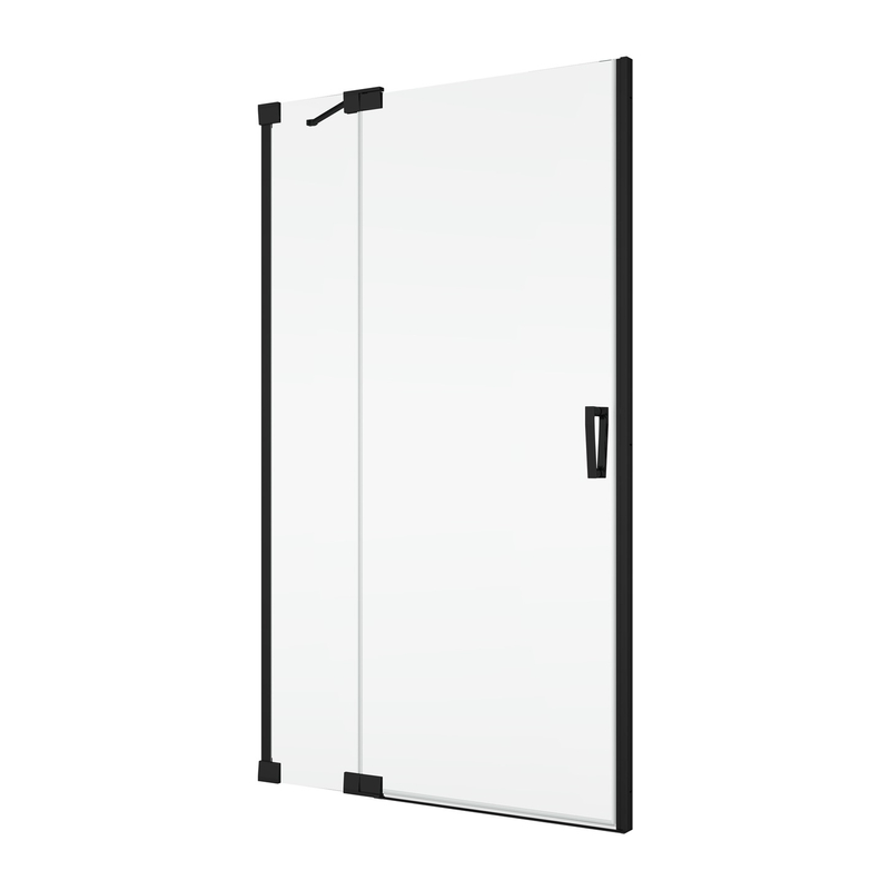 Jednokřídlé dveře Ronal Cadura s pevnou stěnou v rovině - panty vlevo / 1 strana rohového vstupu 1600 x 2000 mm, černá matná/sklo Shade
