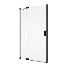 Jednokřídlé dveře Ronal Cadura s pevnou stěnou v rovině - panty vlevo / 1 strana rohového vstupu 1600 x 2000 mm, černá matná/sklo Shade