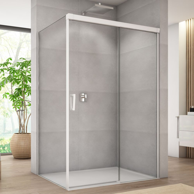 Boční stěna Ronal Cadura v 90° 800 x 2000 mm, bílá matná/sklo screen