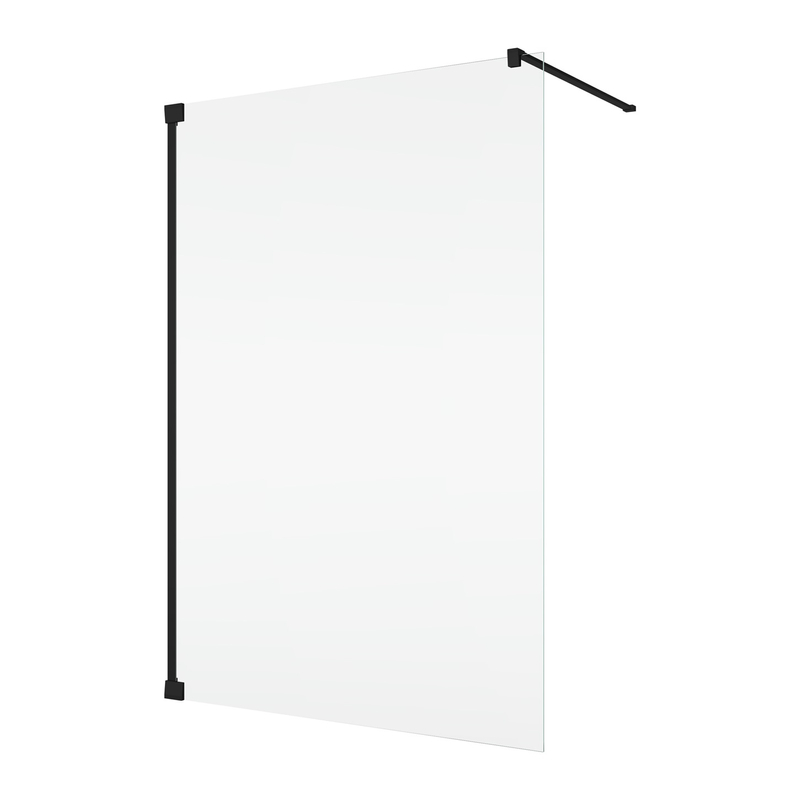 Pevná stěna Ronal Cadura samostatná s vyrovnávacím profilem 1000 x 2000 mm, černá matná/sklo čiré