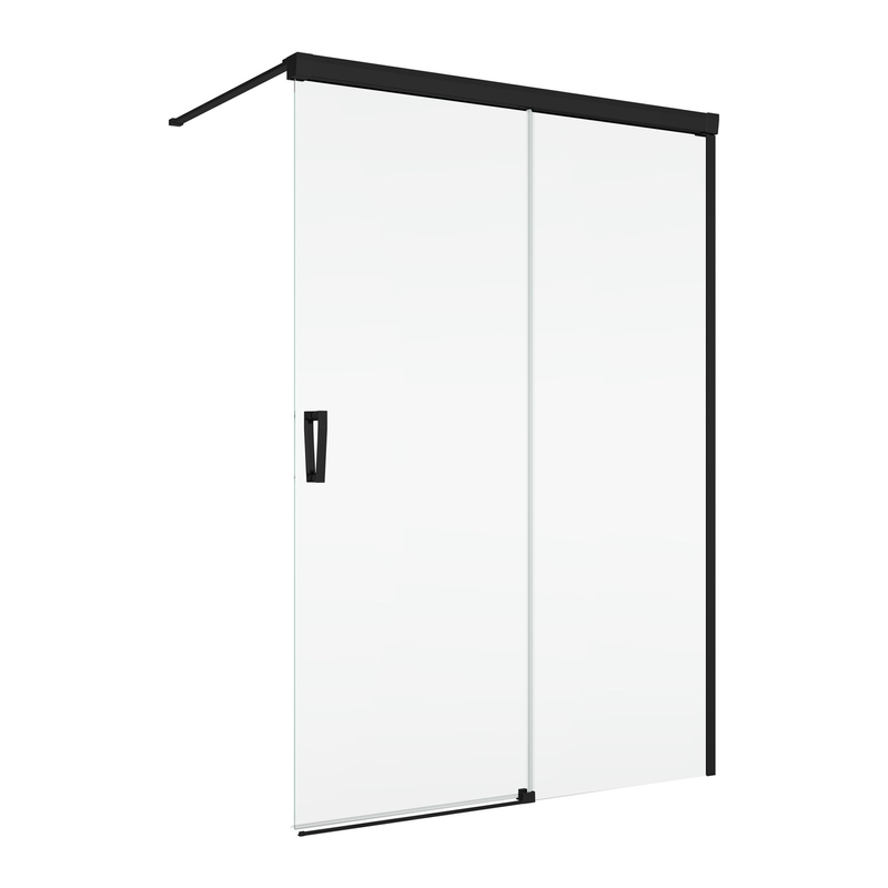 Pevná stěna Ronal Cadura samostatná s posuvným dílem - montáž vpravo 1600 x 2000 mm, černá matná/sklo Screen