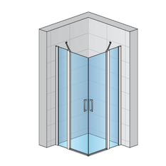 Dveře křídlové pro rohový vstup Ronal Divera x výška do 2000 mm, černá matná/sklo bílé linky