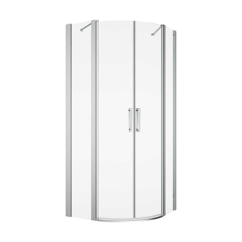 Čtvrtkruh Ronal Divera s dvoukřídlými dveřmi - nerovnostranné provedení 800 x 1200 nebo 1200 x 800 x 2000 mm, aluchrom/sklo čiré