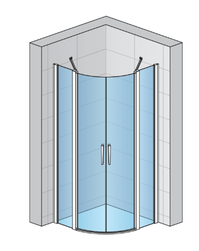 Dveře Ronal Divera křídlové pro 1/4 - kruhový kout x výška do 2000 mm, černá matná/sklo Screen