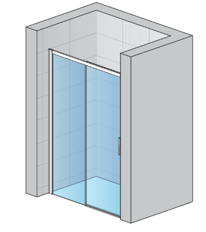 Jednodílné posuvné dveře Ronal Divera s pevnou stěnou v rovině - pevný díl vlevo 1000 x 2000 mm, černá matná/sklo Durlux