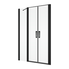 Dvoukřídlé dveře Ronal Divera s pevnou stěnou v rovině 1400 x 2000 mm, černá matná/sklo bílé linky