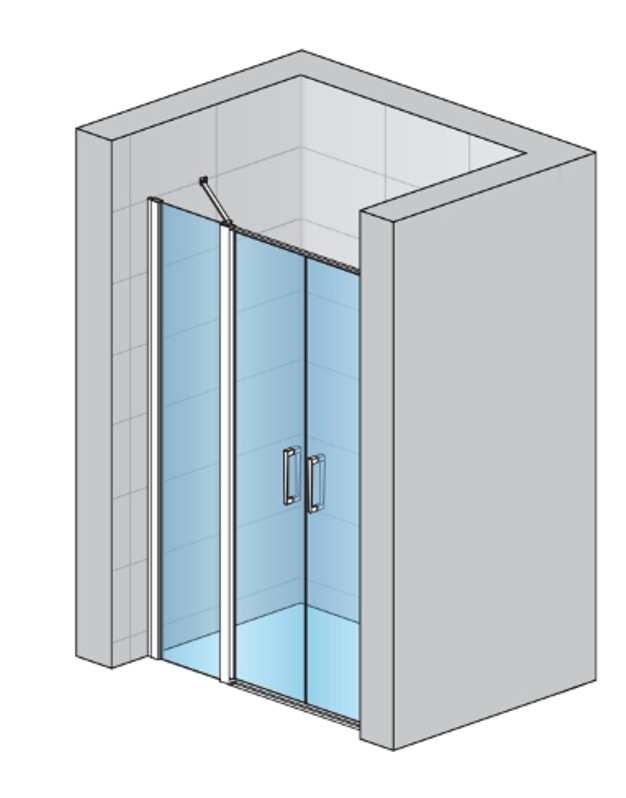 Dvoukřídlé dveře Ronal Divera s pevnou stěnou v rovině 1500 x 2000 mm, černá matná/sklo bílé linky