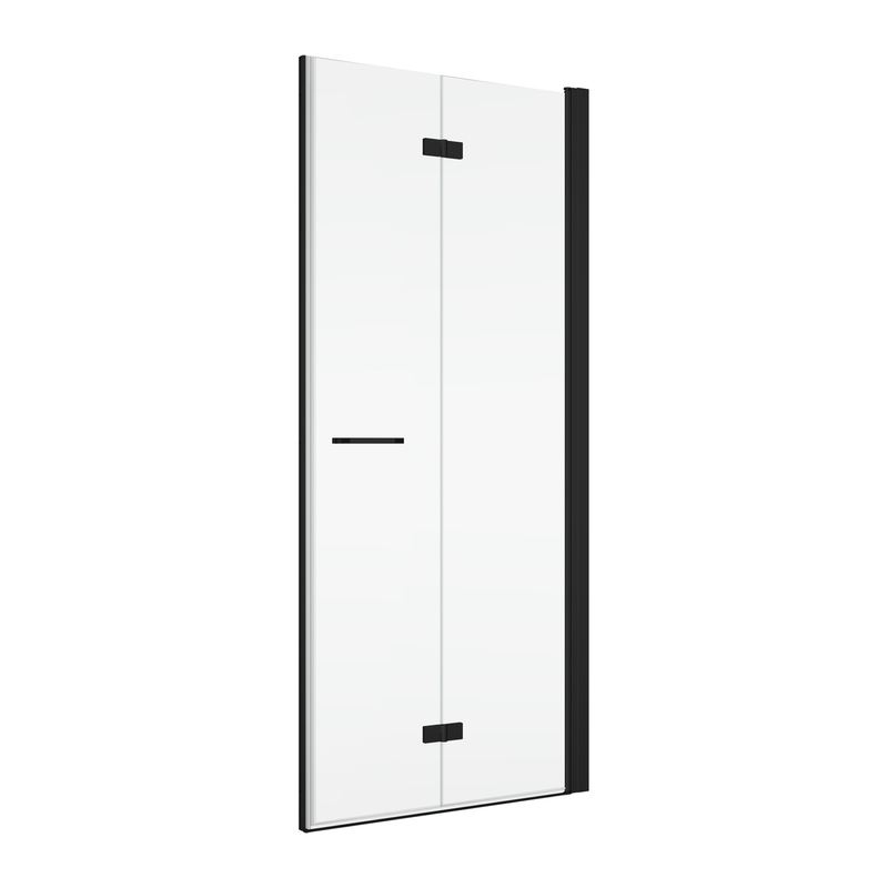 Dvoudílné skládací dveře Ronal Solino pravé / 1 strana rohového vstupu 700 x 2000 mm, černá matná/sklo bílé linky