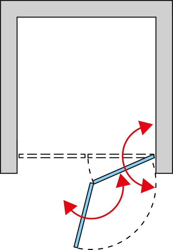 Dvoudílné skládací dveře Ronal Solino pravé / 1 strana rohového vstupu 700 x 2000 mm, černá matná/sklo bílé linky