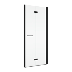 Dvoudílné skládací dveře Ronal Solino pravé / 1 strana rohového vstupu 700 x 2000 mm, černá matná/sklo bílé linky