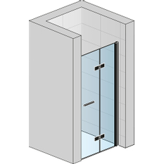 Dvoudílné skládací dveře Ronal Solino pravé / 1 strana rohového vstupu 700 x 2000 mm, černá matná/sklo bílé linky