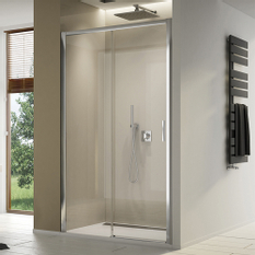 Jednodílné posuvné dveře Ronal Top - Line S s pevnou stěnou v rovině levé 1600 x 2000 mm, bílá lesklá/sklo Durlux