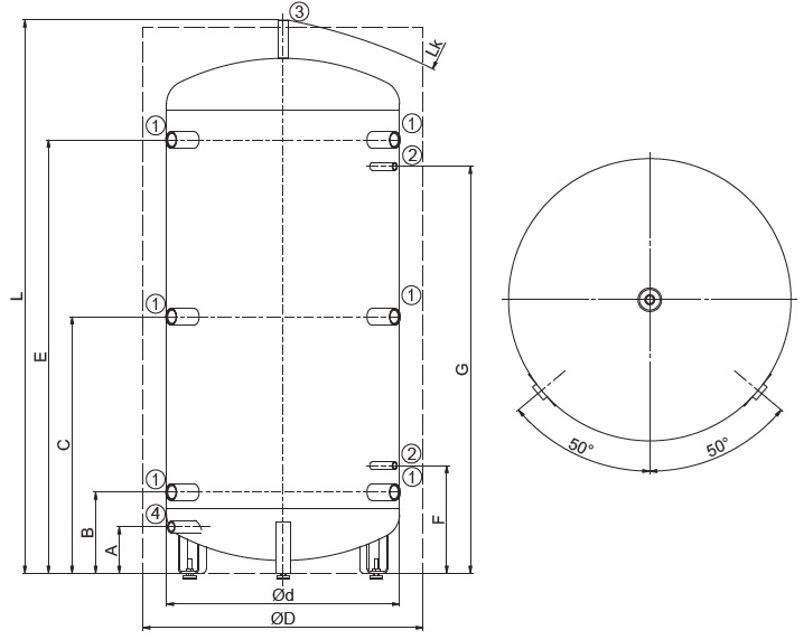 Nádoba akumulační Dražice NADS 800 V3, bez přípravy TUV, se snímatelnou izolací, vhodná k topným systémům s kotli na tuhá paliva