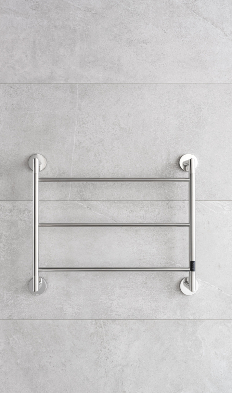Elektrický sušák ručníků PMH Britta 859 x 712 mm, elektrické připojení vlevo, 42 W, Leštěná nerez