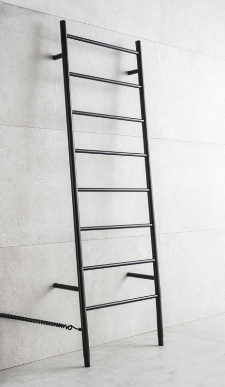 Elektrický sušák ručníků PMH Maia 600 x 1700 - 1770 mm, elektrický kabel vpravo, 93 W, Černá pololesklá RAL 9017