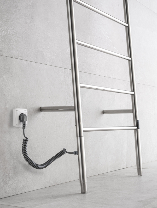 Elektrický sušák ručníků PMH Maia 600 x 1700 - 1770 mm, elektrický kabel vpravo, 93 W, Leštěná nerez