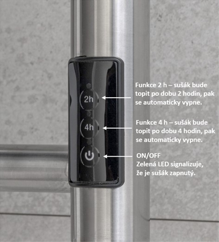 Elektrický sušák ručníků PMH Mona 331 x 1533 mm, elektrický kabel vpravo, 93 W, Leštěná nerez