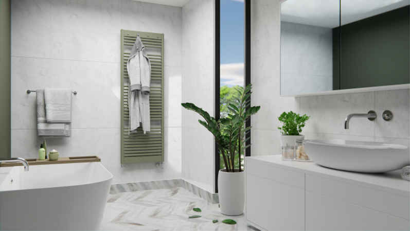 Těleso koupelnové trubkové Isan Life 1575 x 600 mm, 916 W, klasické připojení, sněhově bílá RAL 9016