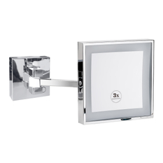 Zrcátko kosmetické s LED osvětlením 200 x 200 mm 3x zvětšení chrom