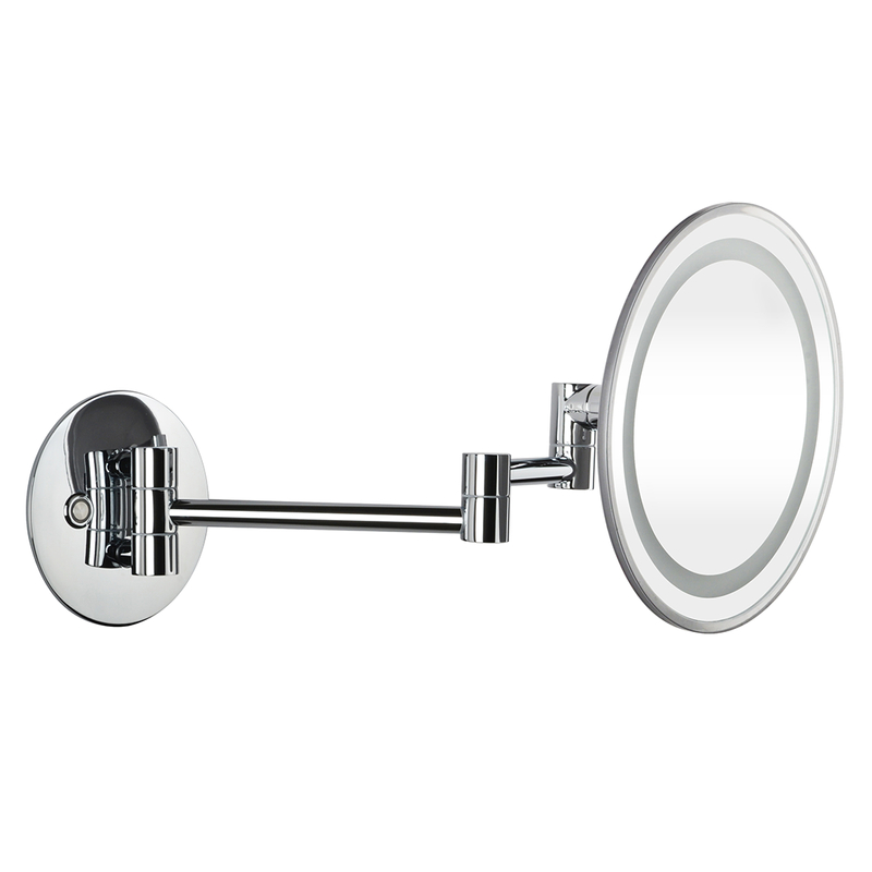 Zrcátko kosmetické s LED osvětlením pr.225 mm chrom