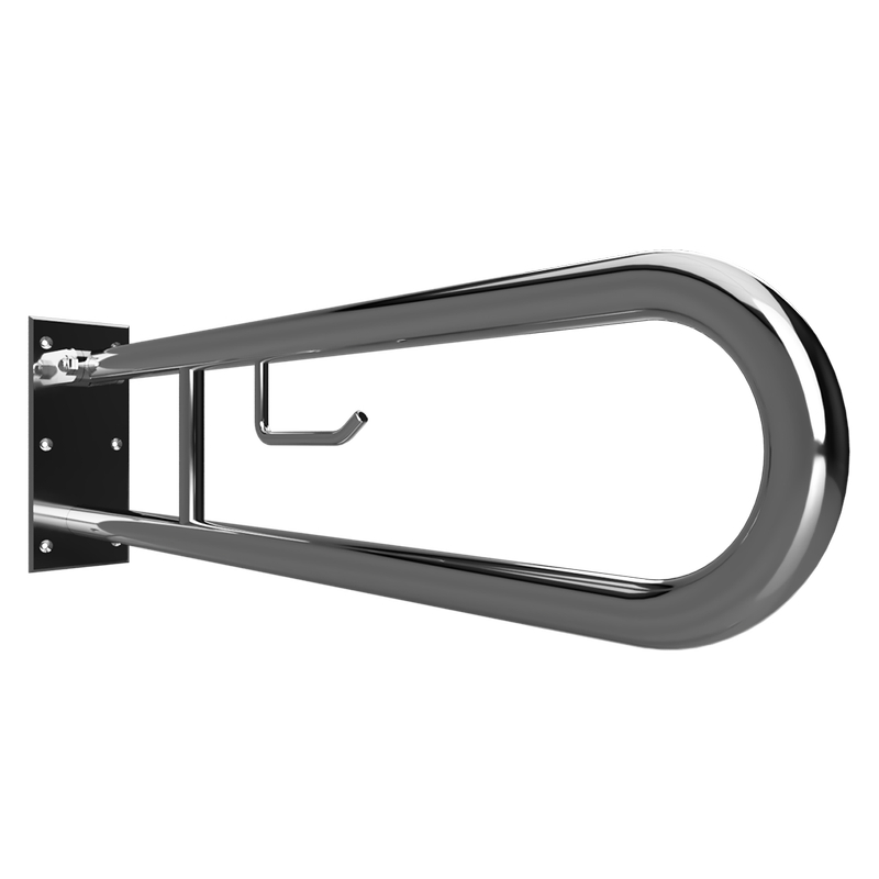 Úchyt invalidní sklopný Bemeta Help tvar ˝U˝ s držákem toaletního papíru 750 mm nerez lesk