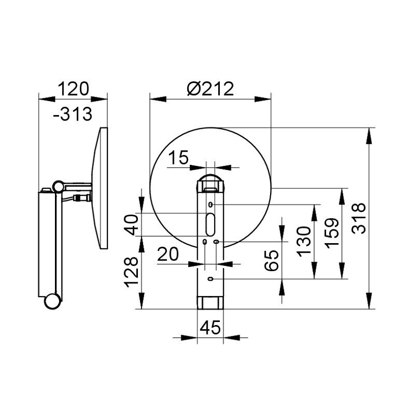 Kosmetické zrcátko Keuco, černý chrom kartáčovaný