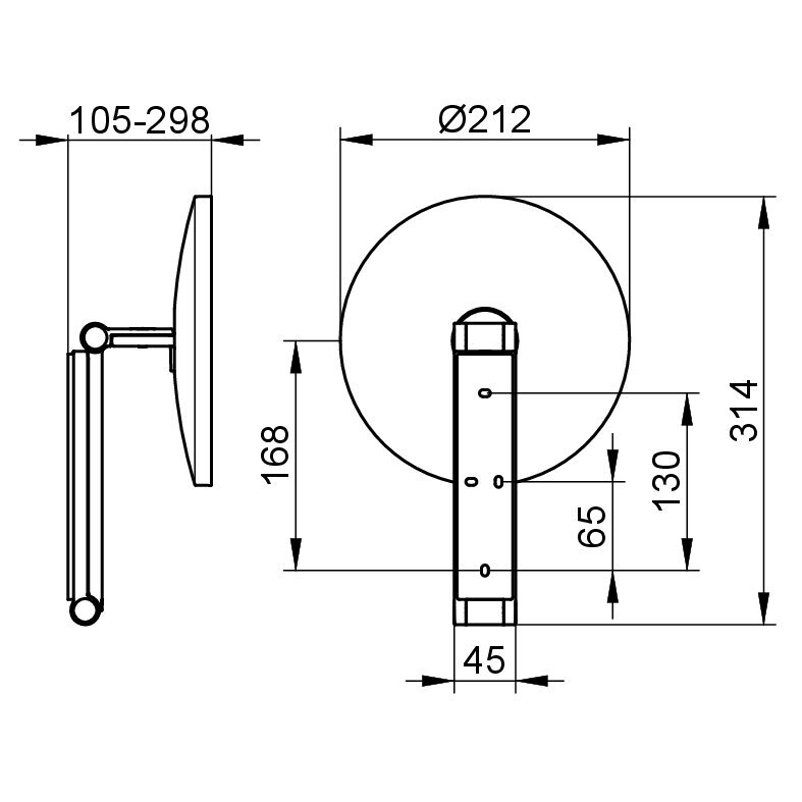 Kosmetické zrcátko Keuco, povrchová úprava hliník