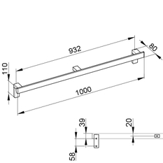 Madlo Keuco Axess, 1000 mm, černá matná