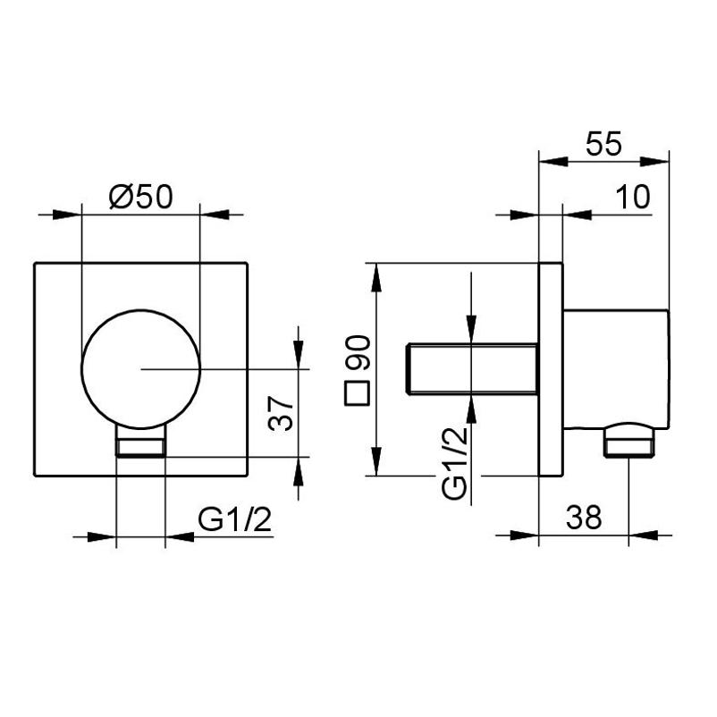 Napojení hadice DN 15 Keuco IXMO, černá matná