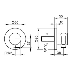 Napojení hadice s držákem sprchy DN 15 Keuco IXMO, černá matná