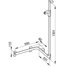 Sprchové madlo se sprchovou tyčí Keuco Axess, 550/531/1301 mm, černý matná