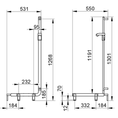 Sprchové madlo se sprchovou tyčí Keuco Axess, 550/531/1301 mm, černý matná