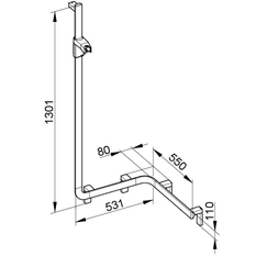 Sprchové madlo se sprchovou tyčí Keuco Axess, 550/531/1301 mm, černý matná