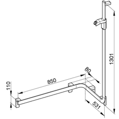 Sprchové madlo se sprchovou tyčí Keuco Axess, 850/531/1301 mm, černý matná