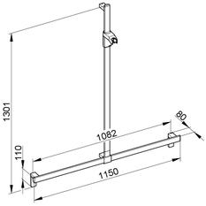 Sprchové madlo se sprchovou tyčí Keuco Axess, 1200/1301 mm, pochromováno