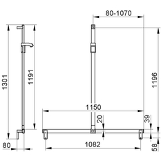 Sprchové madlo se sprchovou tyčí Keuco Axess, 1200/1301 mm, pochromováno