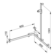 Sprchové madlo se sprchovou tyčí Keuco Axess, 850/850/1301 mm, pochromováno