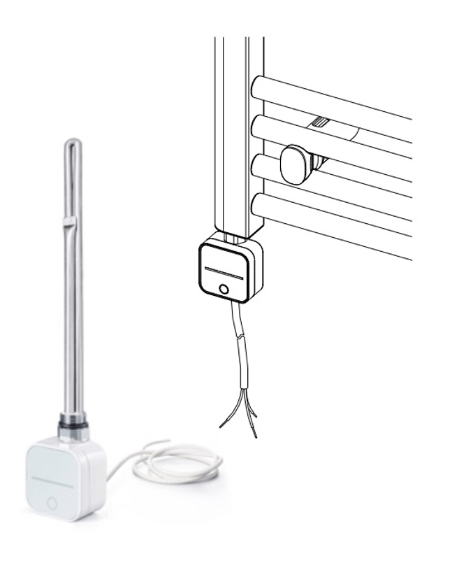Těleso koupelnové trubkové elektrické Koralux Linear Max KLMA 1500/450, výkon 600 W, topné těleso s integrovaným regulátorem ovládaný aplikací, barva bílá