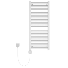 Těleso koupelnové trubkové elektrické Koralux Linear Max KLMA 1500/450, výkon 600 W, topné těleso s integrovaným regulátorem ovládaný aplikací, barva bílá