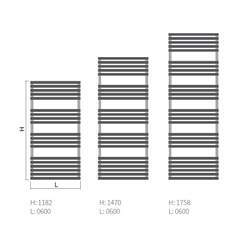 Těleso koupelnové trubkové Isan Club Sky 1758 x 600 mm, 945 W, klasické připojení, sněhově bílá RAL 9016