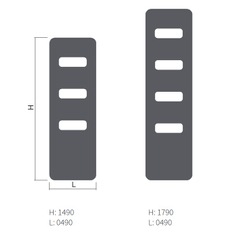Těleso topné designové Isan Ori Open 1490 x 490 mm, 662 W, středové připojení, sněhově bílá - struktura S09