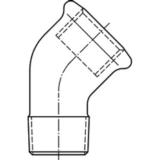 Koleno 45° černé Atusa Nr.121 FM 6/4˝ vnitřní/vnější závit