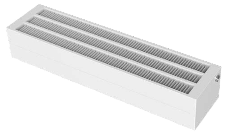 Konvektor Isan Exact K43, 210 x 2800 mm, 5837 W, připojení AD, na zem, bez mřížky, bílá