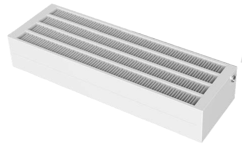 Konvektor Isan Exact K54, 140 x 1300 mm, 2644 W, připojení AD, na zem, bez mřížky, bílá