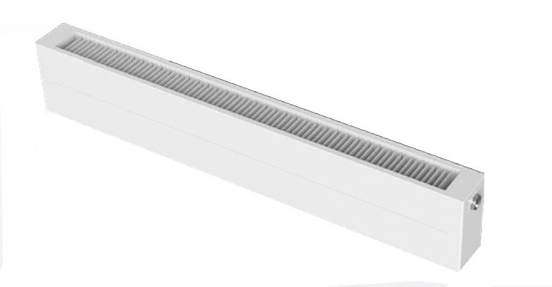 Konvektor Isan Exact K21, 70 x 5200 mm, 2101 W, připojení AD, na zem, s lineární mřížkou, bílá