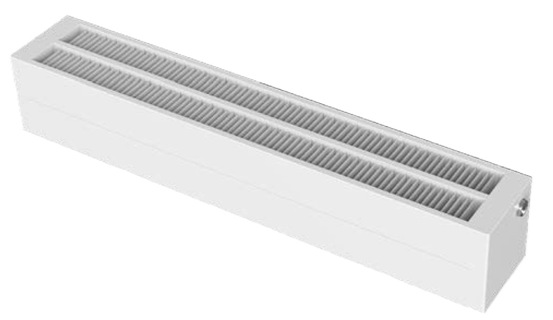 Konvektor Isan Exact K32, 210 x 3200 mm, 4531 W, připojení AD, na zem, s lineární mřížkou, bílá